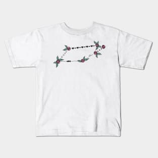 Telescopium Constellation Roses and Hearts Doodle Kids T-Shirt